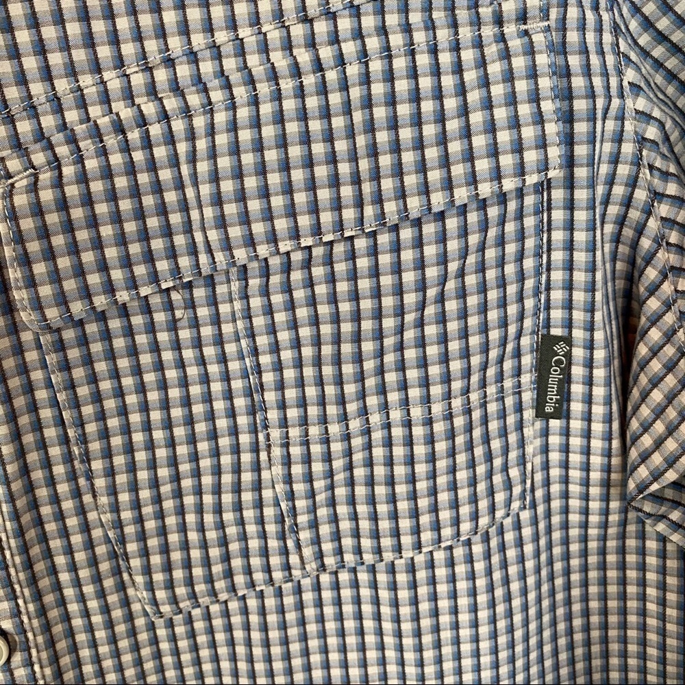 Columbia Blue Checked Long Sleeve Button Down Top - Picture 3 of 7
